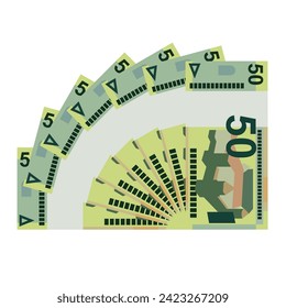 Belarusian ruble Vector Illustration. Belarus money set bundle banknotes. Paper money 50 BYN. Flat style. Isolated on white background. Simple minimal design.