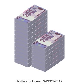 Belarusian ruble Vector Illustration. Belarus money set bundle banknotes. Paper money 200 BYN. Flat style. Isolated on white background. Simple minimal design.
