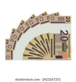 Belarusian ruble Vector Illustration. Belarus money set bundle banknotes. Paper money 20 BYN. Flat style. Isolated on white background. Simple minimal design.