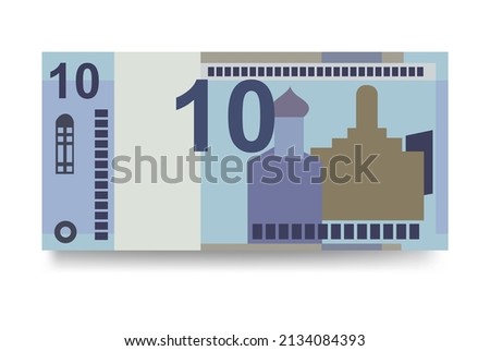 Belarusian ruble Vector Illustration. Belarus money set bundle banknotes. Paper money 10 BYN. Flat style. Vector illustration.Isolated on white background. Simple minimal design.