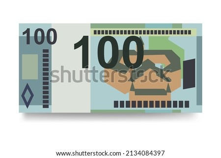 Belarusian ruble Vector Illustration. Belarus money set bundle banknotes. Paper money 100 BYN. Flat style. Vector illustration.Isolated on white background. Simple minimal design.