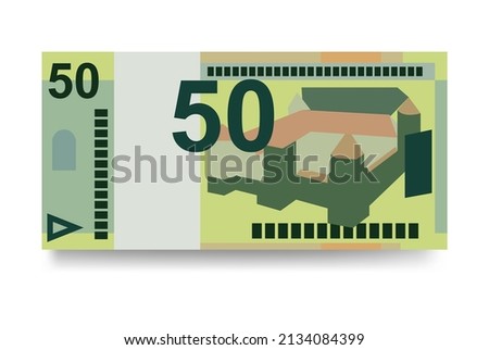 Belarusian ruble Vector Illustration. Belarus money set bundle banknotes. Paper money 50 BYN. Flat style. Vector illustration.Isolated on white background. Simple minimal design.
