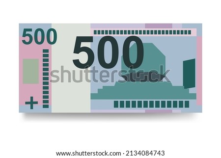 Belarusian ruble Vector Illustration. Belarus money set bundle banknotes. Paper money 500 BYN. Flat style. Vector illustration.Isolated on white background. Simple minimal design.