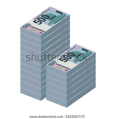 Belarusian ruble Vector Illustration. Belarus money set bundle banknotes. Paper money 500 BYN. Flat style. Isolated on white background. Simple minimal design.