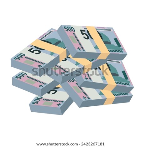 Belarusian ruble Vector Illustration. Belarus money set bundle banknotes. Paper money 500 BYN. Flat style. Isolated on white background. Simple minimal design.