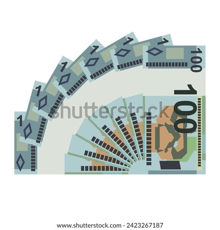 Belarusian ruble Vector Illustration. Belarus money set bundle banknotes. Paper money 100 BYN. Flat style. Isolated on white background. Simple minimal design.