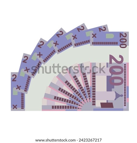 Belarusian ruble Vector Illustration. Belarus money set bundle banknotes. Paper money 200 BYN. Flat style. Isolated on white background. Simple minimal design.