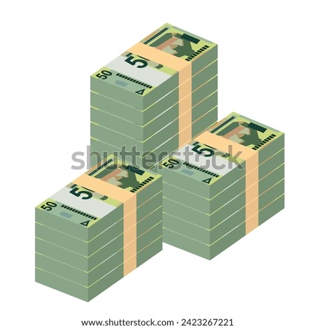 Belarusian ruble Vector Illustration. Belarus money set bundle banknotes. Paper money 50 BYN. Flat style. Isolated on white background. Simple minimal design.