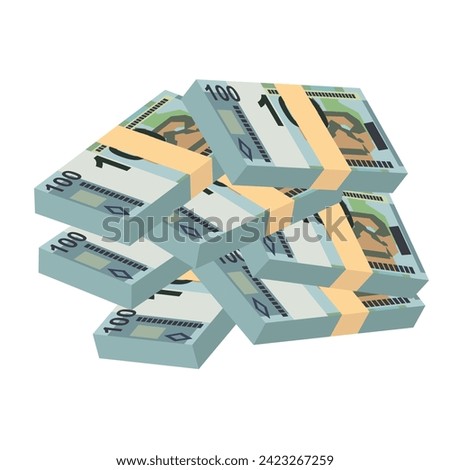 Belarusian ruble Vector Illustration. Belarus money set bundle banknotes. Paper money 100 BYN. Flat style. Isolated on white background. Simple minimal design.