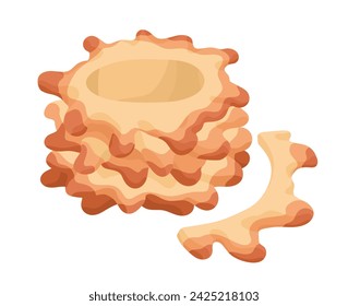 Belarusian sakotis. Traditional Lithuanian spit cake. Delicious pastry, fresh baked food, bakery. European cuisine, Polish dessert. Product of bakehouse. Flat isolated vector illustration on white