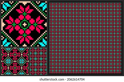Belarusian traditional patterns, ornaments. Vector module with the resulting ornaments.