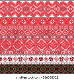 Belarusian traditional patterns, ornaments. Vector set with modules.
