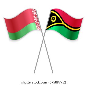 Belarusian and Vanuatuan crossed flags. Belarus combined with Vanuatu isolated on white. Language learning, international business or travel concept.