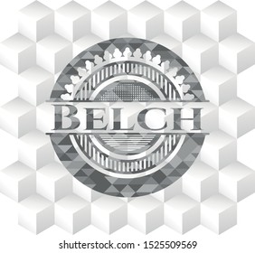 Belch grey badge with geometric cube white background