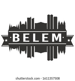 Belem Brazil Skyline. Banner Vector Design Silhouette Art. Cityscape Travel Monuments.
