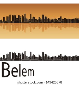 Belem skyline in orange background in editable vector file