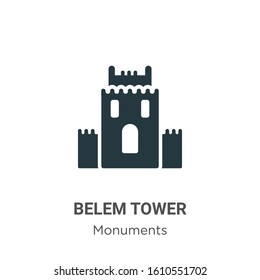 Belem tower glyph icon vector on white background. Flat vector belem tower icon symbol sign from modern monuments collection for mobile concept and web apps design.