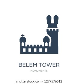 belem tower icon vector on white background, belem tower trendy filled icons from Monuments collection, belem tower vector illustration