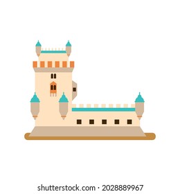 Torre Belem en Lisboa. Ilustración vectorial en un estilo plano.