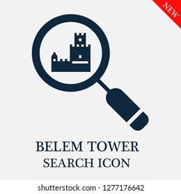 Belem tower search icon. Editable Belem tower search icon for web or mobile.