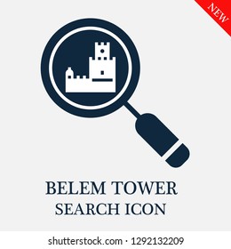 Belem tower search icon. Editable Belem tower search icon for web or mobile.