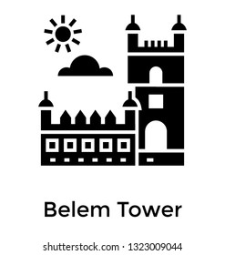 Belem tower solid icon vector 