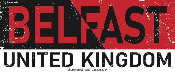 Belfast lettering in original style. European city typographic for prints, advertising, identity. Hand drawn touristic artwork in high quality. Travel and adventure