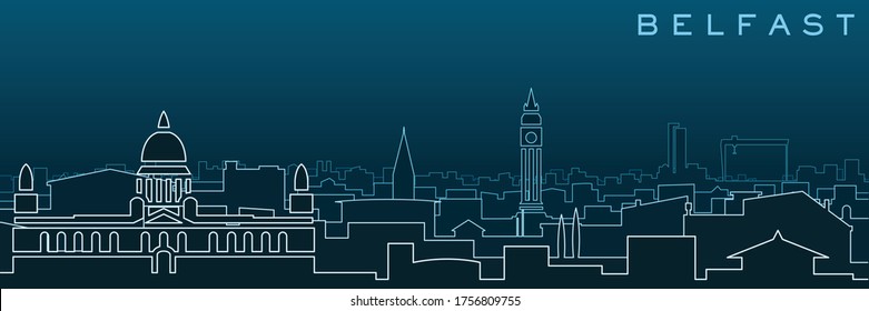Belfast Multiple Lines Skyline and Landmarks