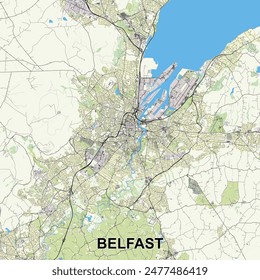Belfast, Northern Ireland map poster art