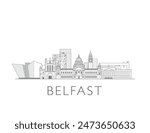 Belfast skyline cityscape line art style vector illustration