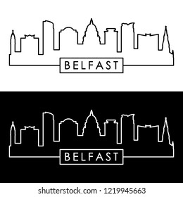 Belfast skyline. Linear style. Editable vector file.