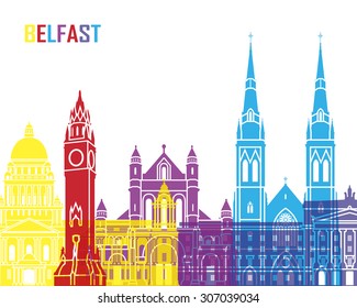 Belfast skyline pop in editable vector file