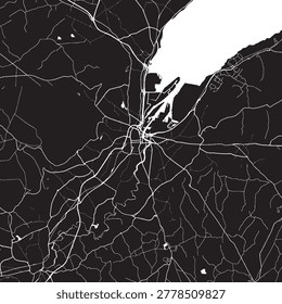 Belfast UK Vector Map, Detailed City Street Map Black and White Minimalist Line Art