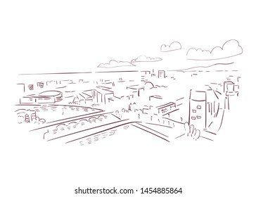 Belfast United Kingdom Europe vector sketch city illustration line art