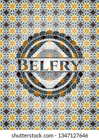 Belfry arabesque emblem background. arabic decoration.