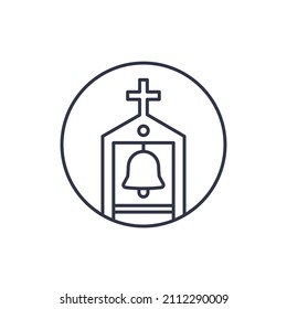 belfry, bell line icon, vector