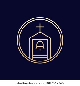 belfry line icon on dark