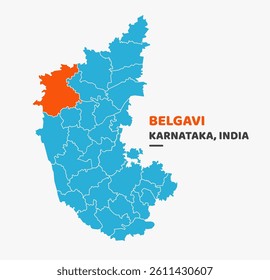 Belgavi District Highlighted on Karnataka State Map