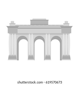 The Belgian arch monument.The dark Belgian wolf. Belgium single icon in monochrome style vector symbol stock illustration.