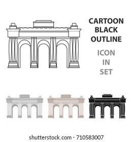 The Belgian arch monument.The dark Belgian wolf. Belgium single icon in cartoon style vector symbol stock illustration.