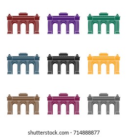 The Belgian arch monument.The dark Belgian wolf. Belgium single icon in black style vector symbol stock illustration.