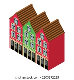 Belgian Architecture Icon Isometric Vector. Traditional Colorful Belgium House. Architecture, History, Culture