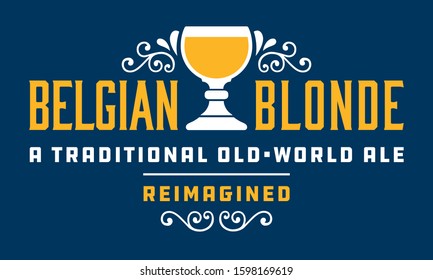 Belgian Blonde Craft Beer Badge or Label.
Craft beer vector design featuring traditional Belgian style goblet or chalice.