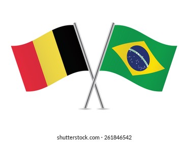 Belgian and Brazilian flags. Vector illustration.