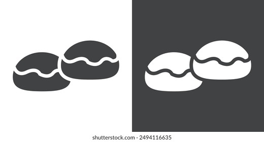 belgian buns icon Flat set in black and white color outline vector