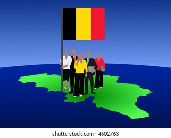 Belgian business team with map and flag illustration