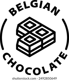 Icono de contorno negro de chocolate belga redondo círculo etiqueta de sello de sello aislado sobre fondo transparente