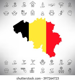The Belgian flag and charity line icon set illustration, Vector eps10