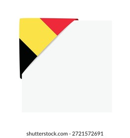Belgische Flagge gefaltetes Eckband auf transparentem Hintergrund. Flagge von Belgien.