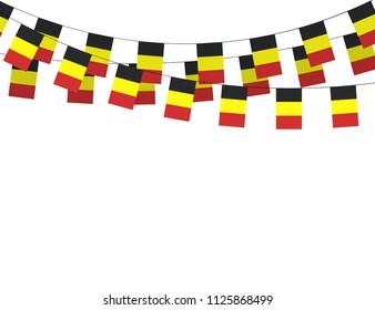 Belgian flag garland on a white background, Hang bunting for a holiday Belgium template banner. vector